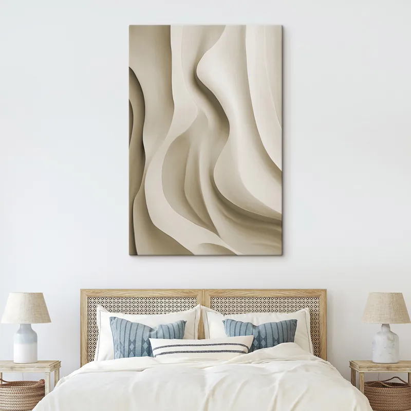 Reducere de preț Pictură pe pânză Forme ondulate abstracte, de culoare bej, cu curbe delicate; artă modernă minimalistă Nr s49150