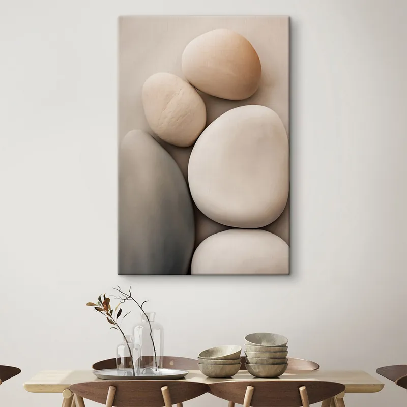 Retur gratuit Pictură pe pânză Pietre netede, rotunjite, în diverse culori neutre, stil minimalist Nr s49171