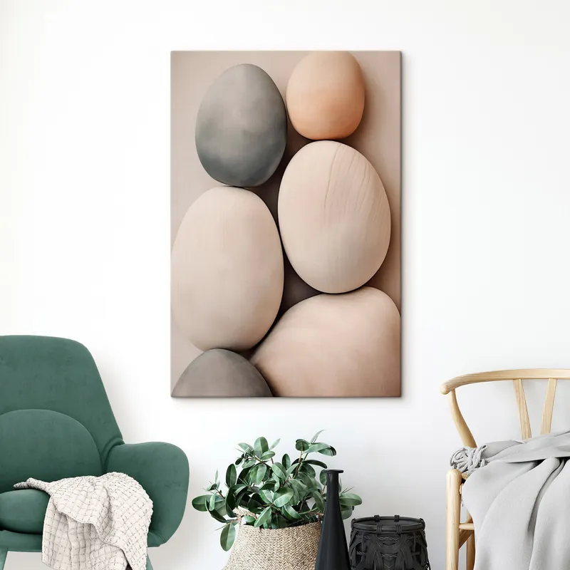 Ieftin Pictură pe pânză Pietre netede, rotunjite, în diverse culori neutre, stil minimalist Nr s49172
