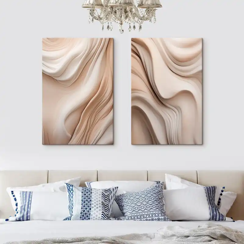Pictură pe pânză Texturi abstracte, fluide, în nuanțe de crem și bej, cu umbre delicate Nr m30484 Cel mai vândut
