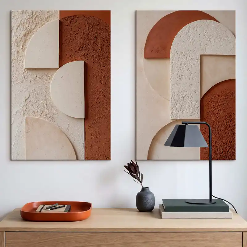 Retur ușor Pictură pe pânză Forme geometrice cu relief texturat Nr m30487