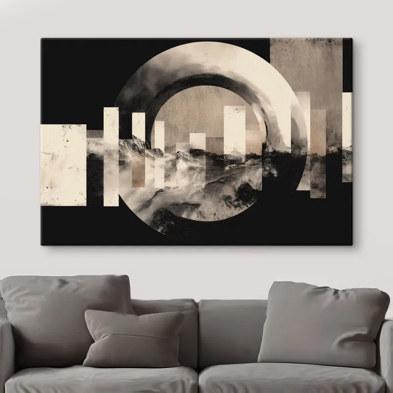 Ofertă limitată Pictură pe pânză Abstracție geometrică cu cercuri și dreptunghiuri Nr s49183