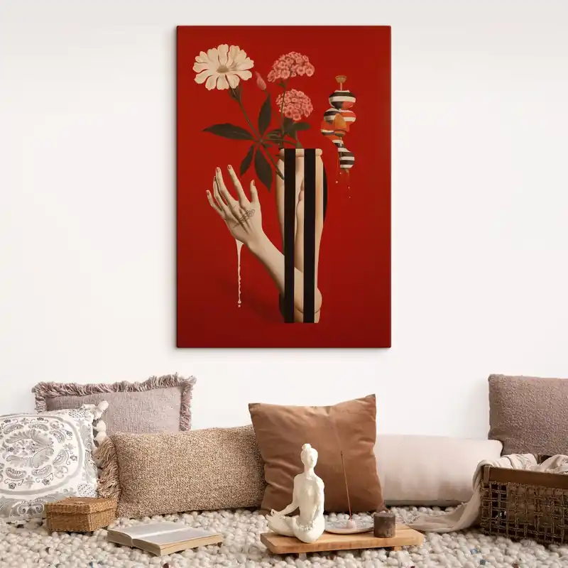 Pictură pe pânză Compoziție abstractă cu vază și flori Nr s49192 Ofertă limitată