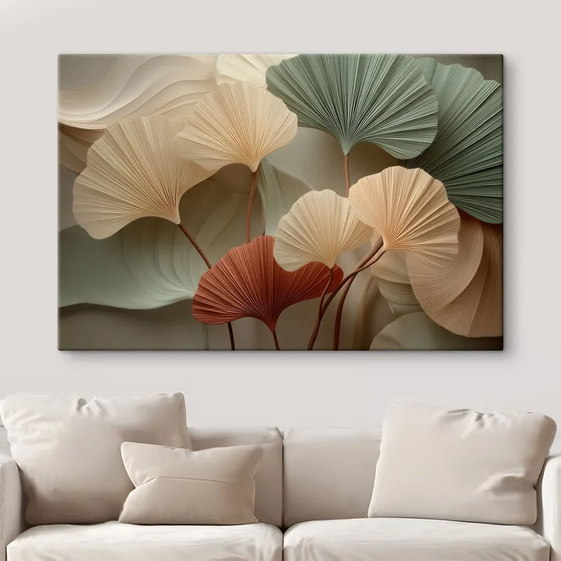Pictură pe pânză Frunze de ginkgo în tonuri calde de pastel Nr s49199 Cumpără acum