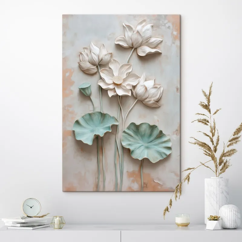 Cel mai vândut Pictură pe pânză Lotusuri palide în nuanțe delicate de pastel Nr s49205