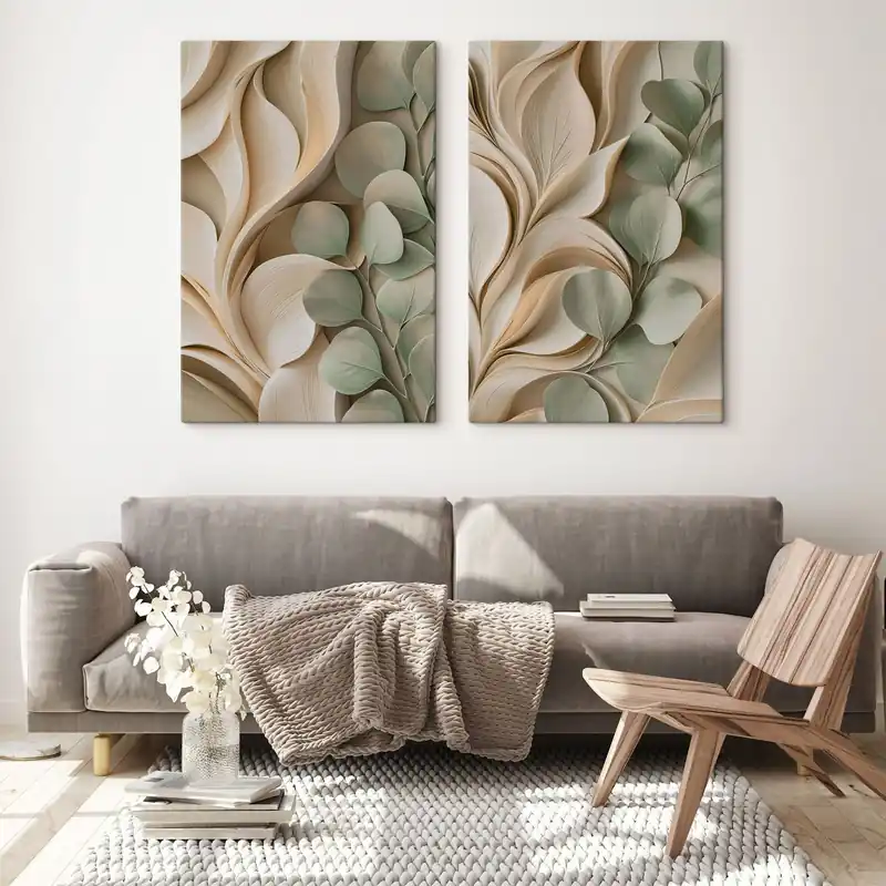 Pictură pe pânză Abstracție cu o ramură cu frunze Nr m30463 Preferatul clienților