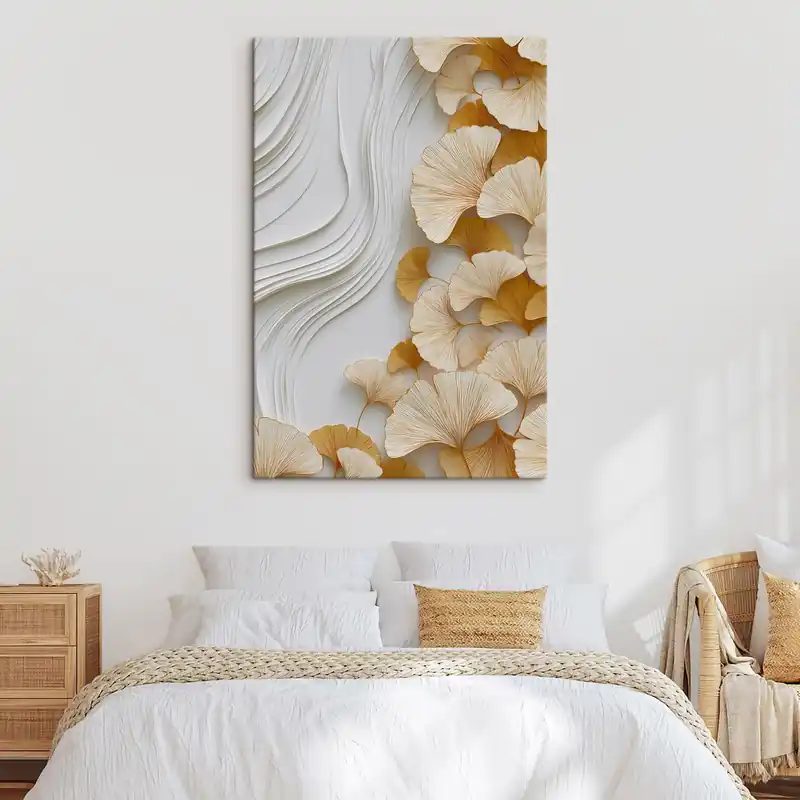 Pictură pe pânză O compoziție abstractă cu frunze de ginkgo Nr s49116 Preț mic