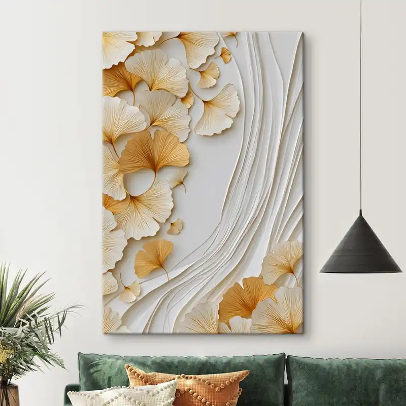 Cumpără acum Pictură pe pânză O compoziție abstractă cu frunze de ginkgo Nr s49117