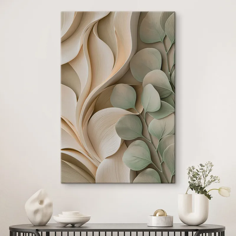 Pictură pe pânză Abstracție cu o ramură cu frunze Nr s49122 Ofertă limitată
