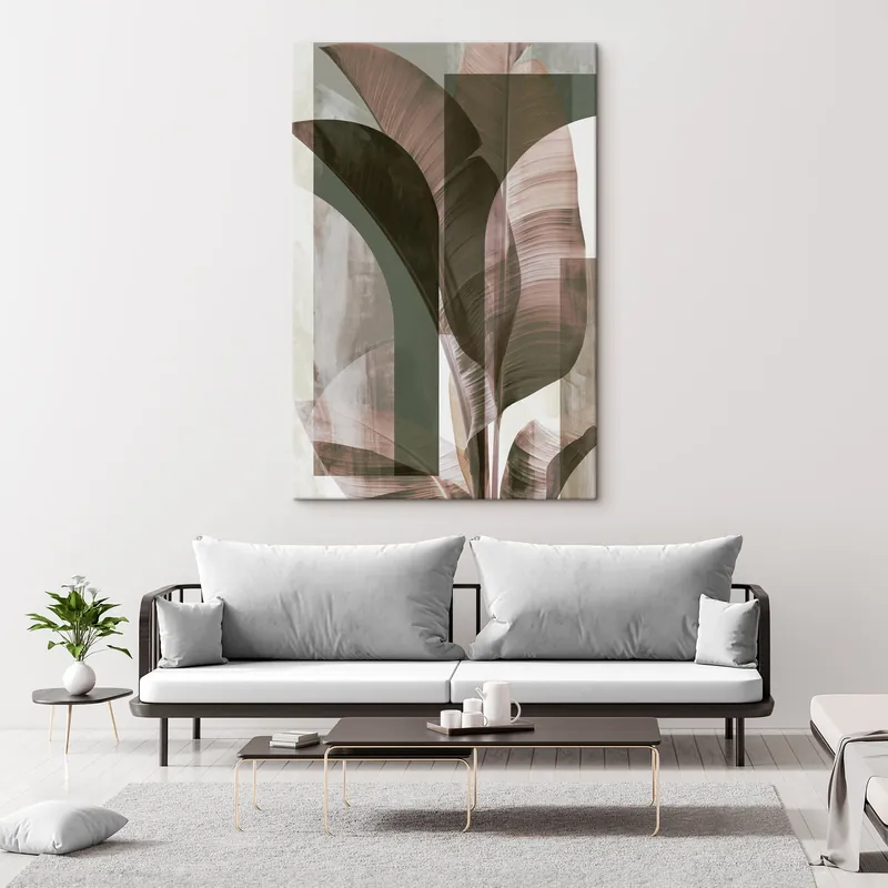 Pictură pe pânză Compoziție abstractă cu frunze tropicale Nr s49124 Ofertă specială