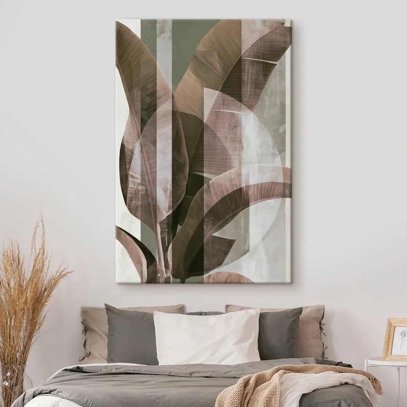 Pictură pe pânză Compoziție abstractă cu frunze tropicale Nr s49125 Ofertă exclusivă
