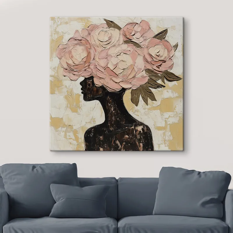 Discount Pictură pe pânză Fata cu flori Nr s49286