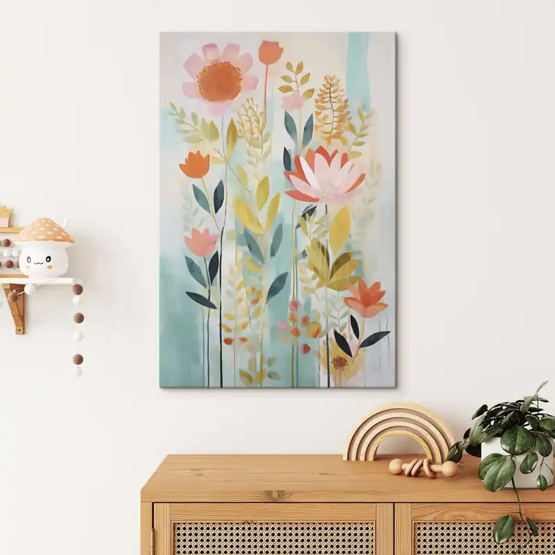 Pictură pe pânză Compoziție florală abstractă, imitație de pictură Nr s49139 Comandă acum