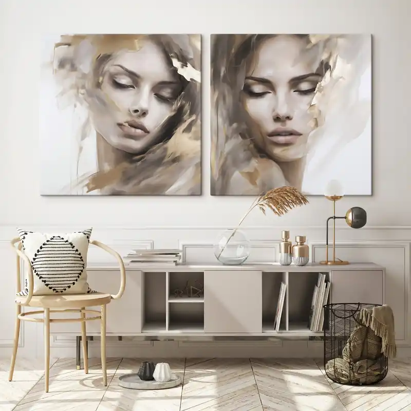 Pictură pe pânză Portret abstract al unei fete, imitație de pictură Nr m30516 Comandă acum