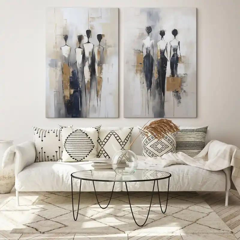 Pictură pe pânză Siluete abstracte, imitație de pictură Nr m30519 Reduceri