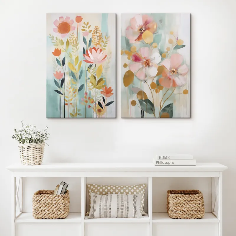 Expediere rapidă Pictură pe pânză Compoziție florală abstractă, imitație de pictură Nr m30520
