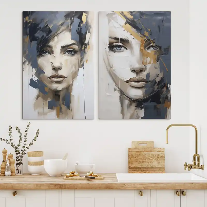Pictură pe pânză Portret abstract al unei fete, imitație de pictură Nr m30521 Livrare expres