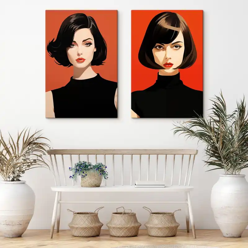 Pictură pe pânză Un duo modern de brunete Nr m30502 Reducere de preț