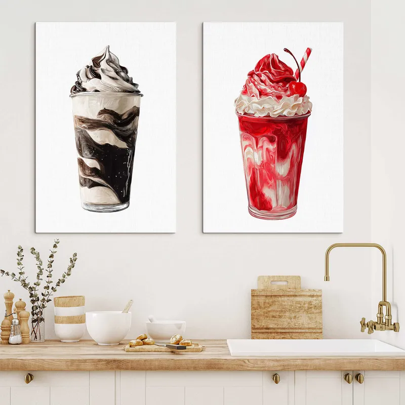 Pictură pe pânză Set de milkshake-uri pentru desert Nr m30504 Reducere