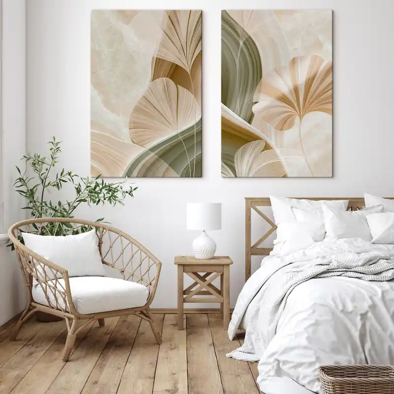 Pictură pe pânză O compoziție botanică cu frunze delicate Nr m30467 Plată securizată