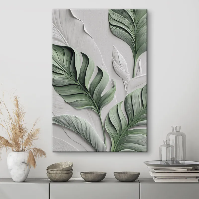 Pictură pe pânză Frunze tropicale Nr s49369 Reducere specială