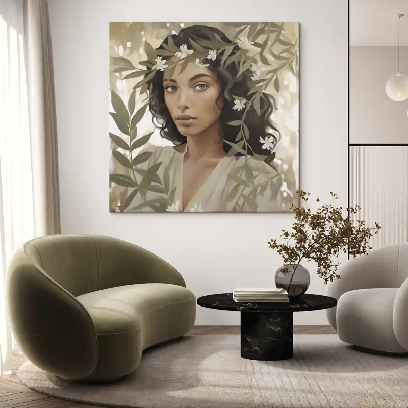 Pictură pe pânză Fată printre crengi – imitație de pictură Nr s49393 Cumpără online