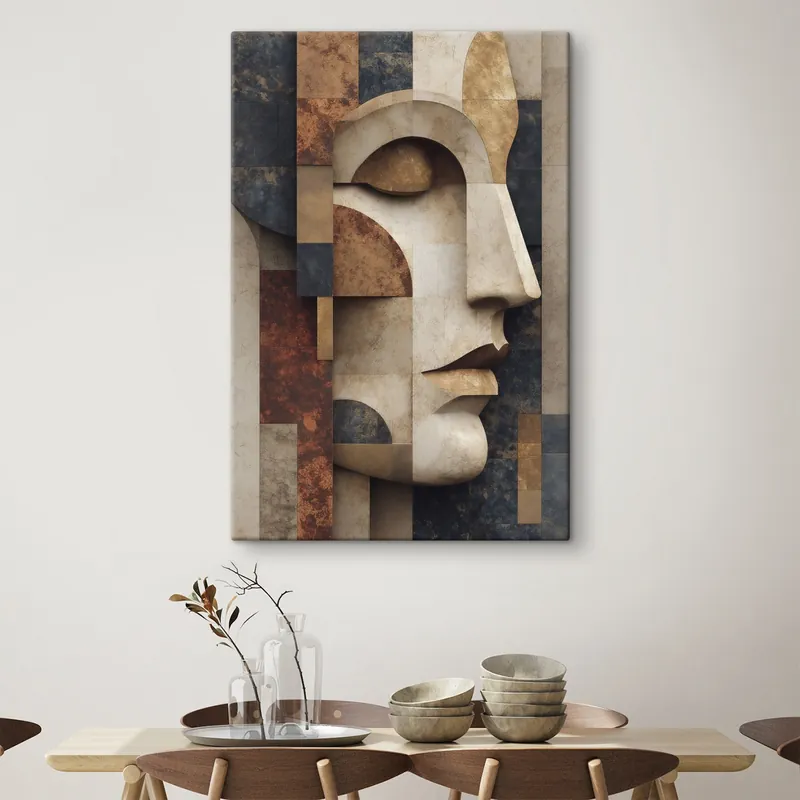 Pictură pe pânză Ilustrație abstractă cu un chip plat Nr s49398 Reducere extra