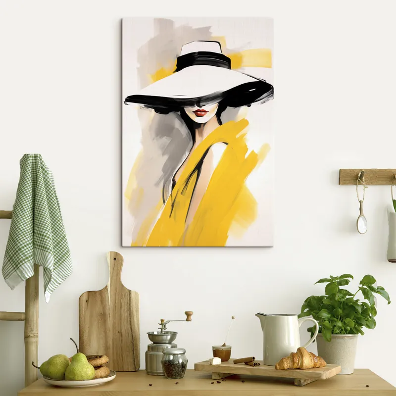 Reducere extra Pictură pe pânză Femeie cu pălărie Nr s49435