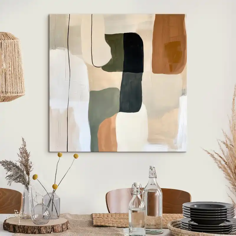 Pictură pe pânză Compoziție abstractă contemporană cu blocuri de culoare și o linie grafică elegantă Nr s48890 Reduceri