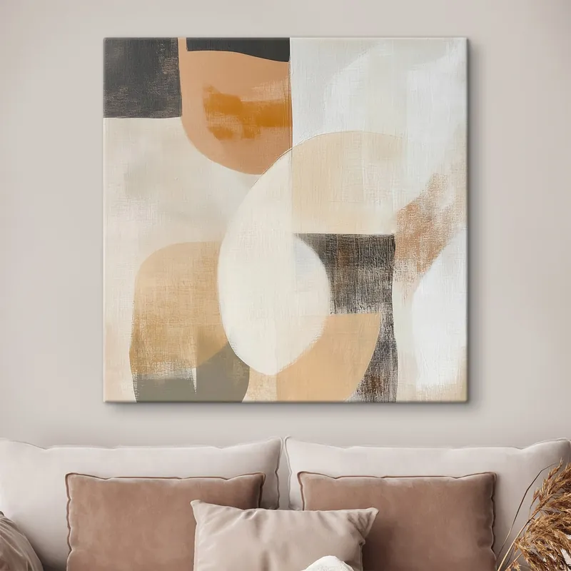 Cumpărături sigure Pictură pe pânză Afiș de artă contemporană cu figuri geometrice simple în nuanțe calde Nr s48894