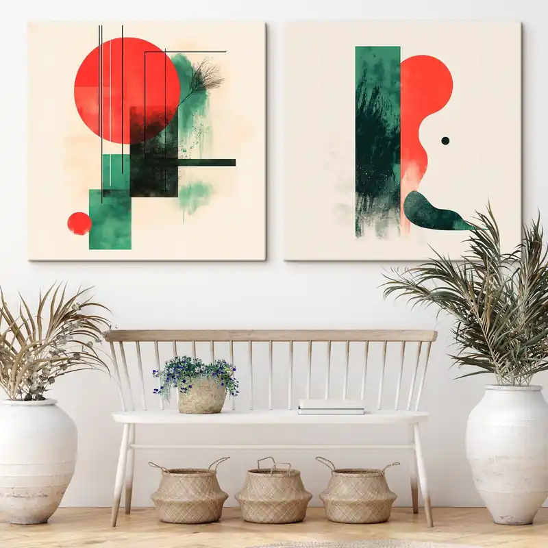 Ofertă exclusivă Pictură pe pânză Un stil interior contemporan abstract, cu accente grafice și motive florale Nr m30370