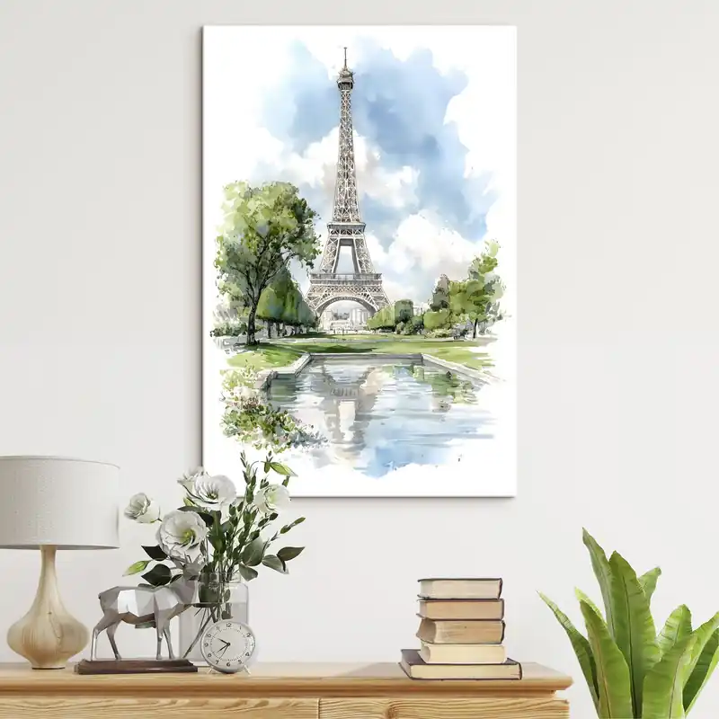 Pictură pe pânză Turnul Eiffel în stil acuarelă Nr s49424 Preț redus