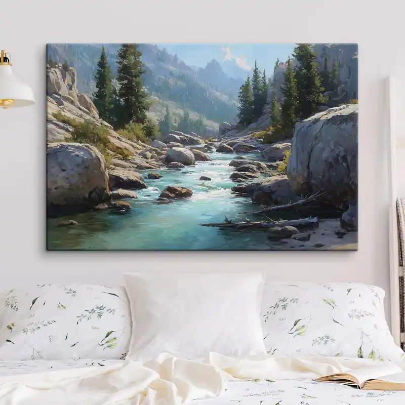Pictură pe pânză Un râu pitoresc de munte Nr s49459 Livrare expres