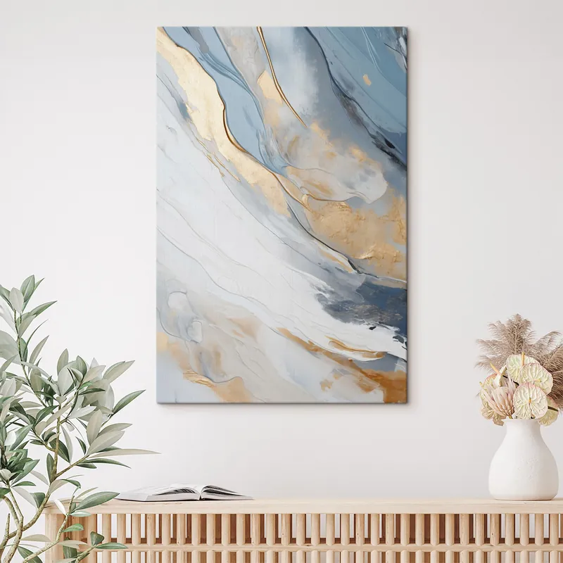 Pictură pe pânză Efect pictural abstract cu linii fluide de culoare albastră, artă texturată Nr s49475 Vezi acum