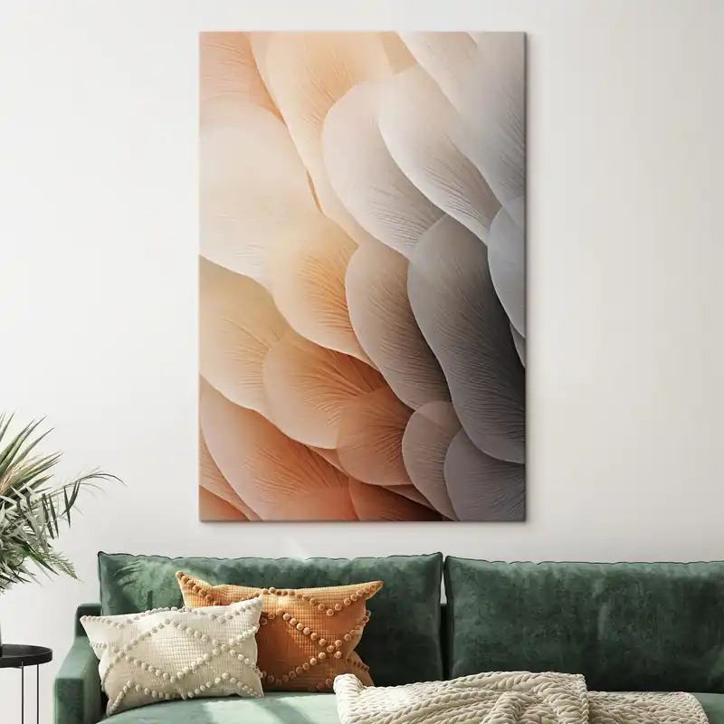 Nu rata Pictură pe pânză Texturi abstracte, translucide, asemănătoare petalelor, în nuanțe de piersică, crem și gri Nr s49492