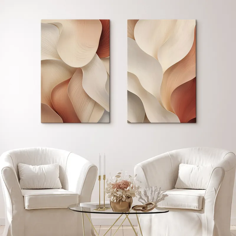 Pictură pe pânză Flori albe cu textură, cu petale delicate și fundal abstract Nr m30580 Chilipir