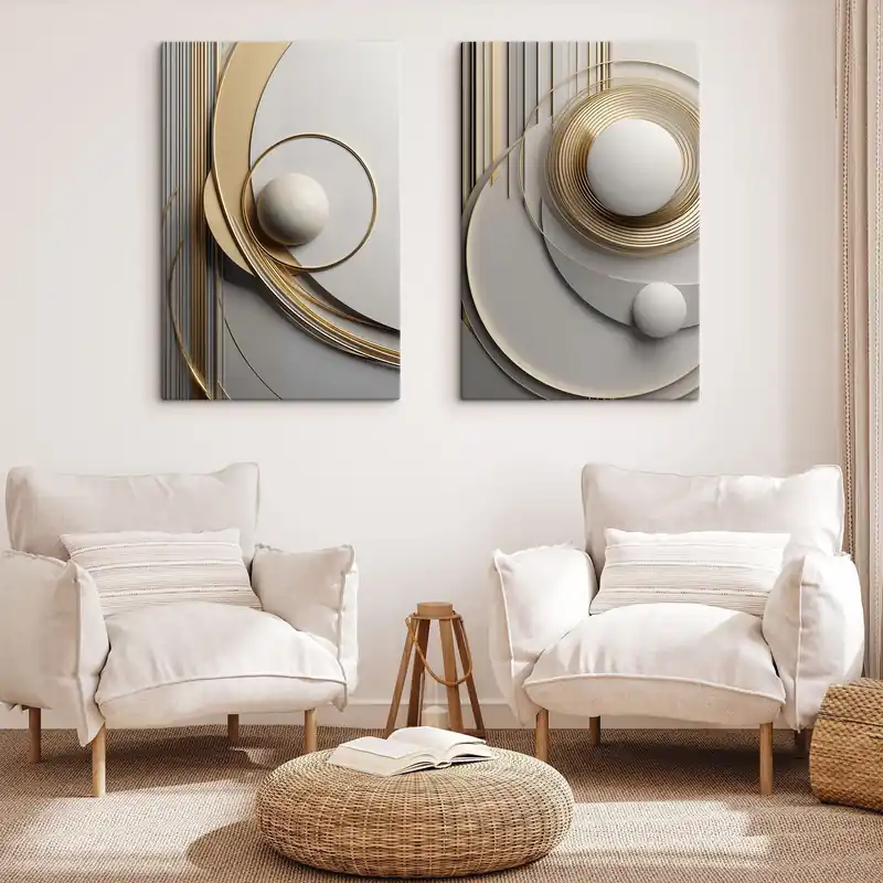 Retur ușor Pictură pe pânză Compoziție geometrică abstractă, texturată, artă modernă și minimalistă Nr m30585