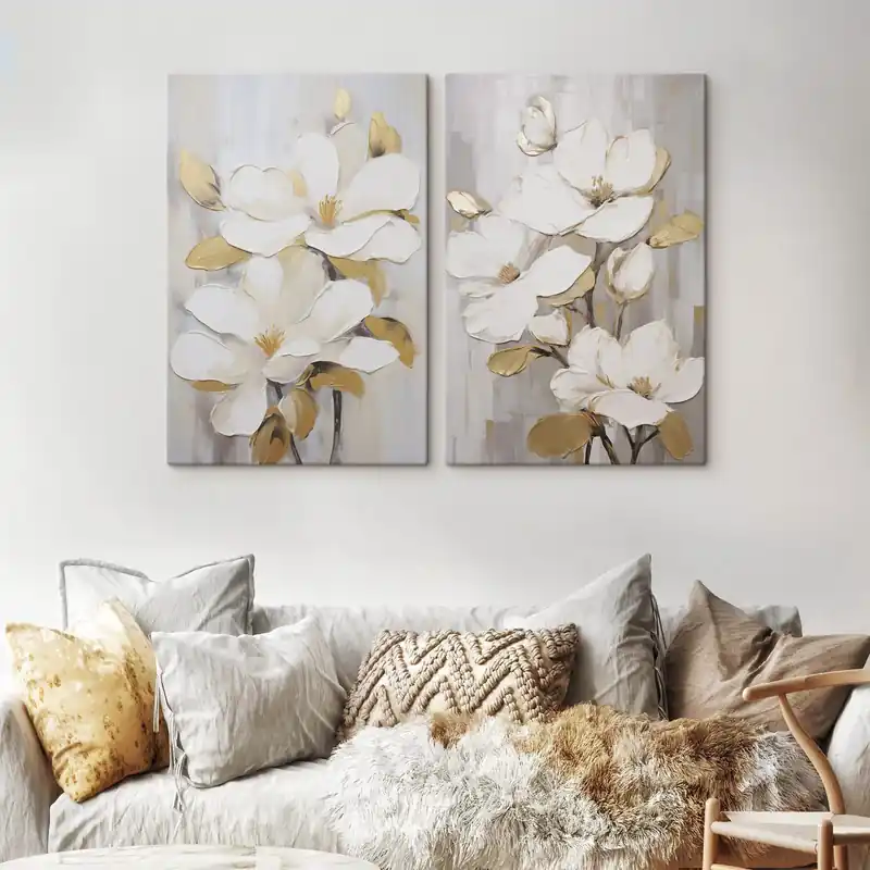 Pictură pe pânză Imitare picturală a unor flori stilizate Nr m30592 Ofertă de sezon