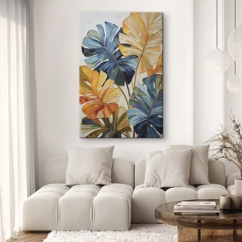 Cel mai vândut Pictură pe pânză Tablou cu imitație de frunze tropicale colorate Nr s49600