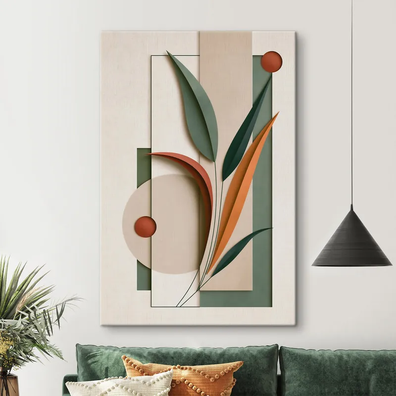 Reducere extra Pictură pe pânză Compoziție botanică geometrică Nr s49417