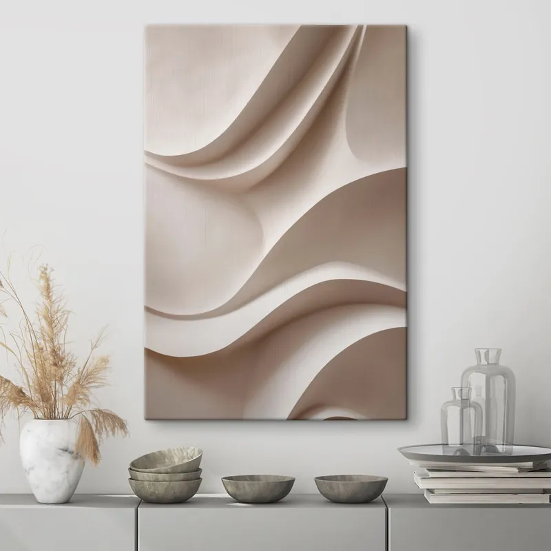 Ultima șansă Pictură pe pânză Pliuri abstracte, delicate, în nuanțe de bej deschis Nr s49677