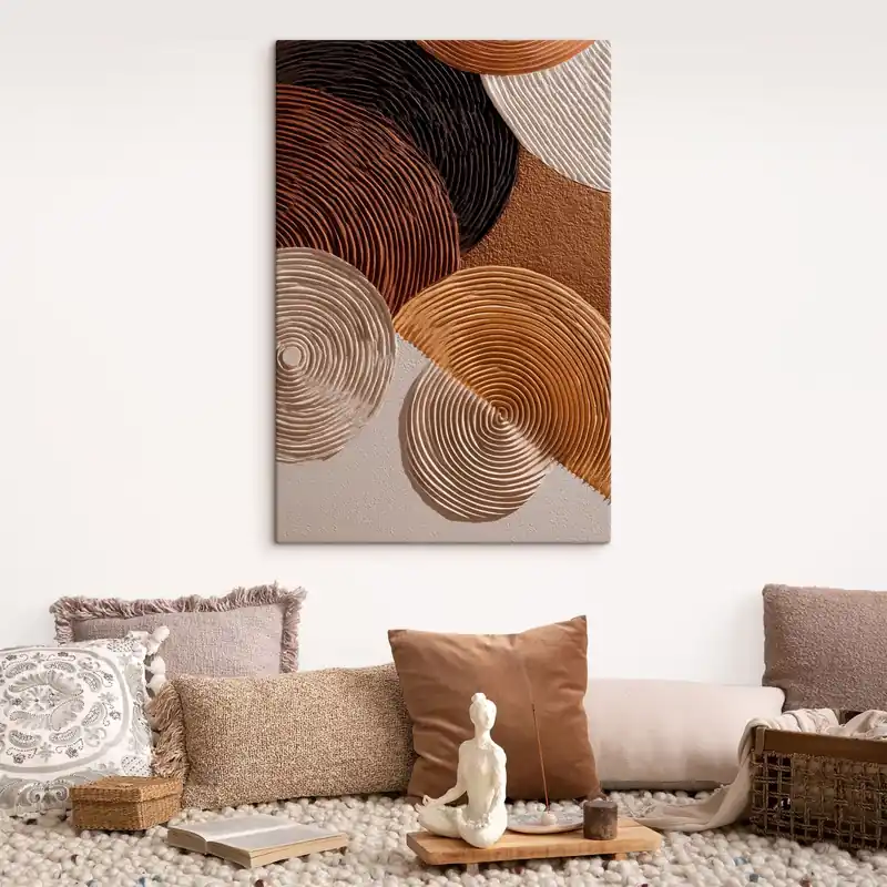 Noutate Pictură pe pânză Relief geometric cu cercuri concentrice Nr s49684