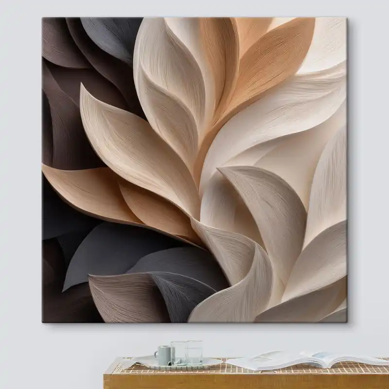 Ofertă Pictură pe pânză Frunziș abstract în nuanțe neutre calde Nr s49690