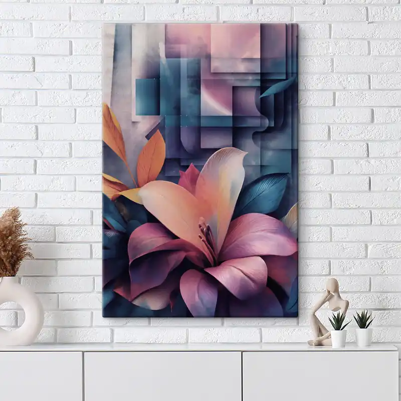 Pictură pe pânză Abstracție geometrică în nuanțe de liliac Nr s49731 Cumpărături sigure
