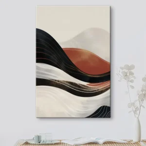 Pictură pe pânză Valuri abstracte din teracotă Nr s49740 Ofertă de sezon