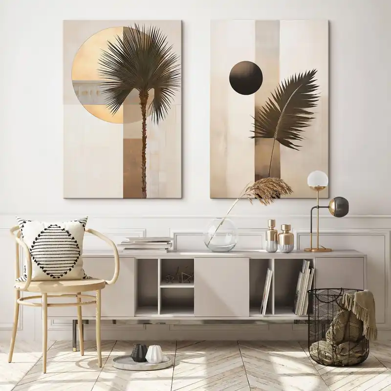 Ieftin Pictură pe pânză Abstracții cu frunze tropicale Nr m30550