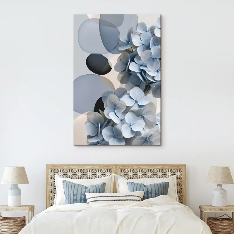 Pictură pe pânză O abstracție modernă cu hortensii Nr s49699 Nu rata