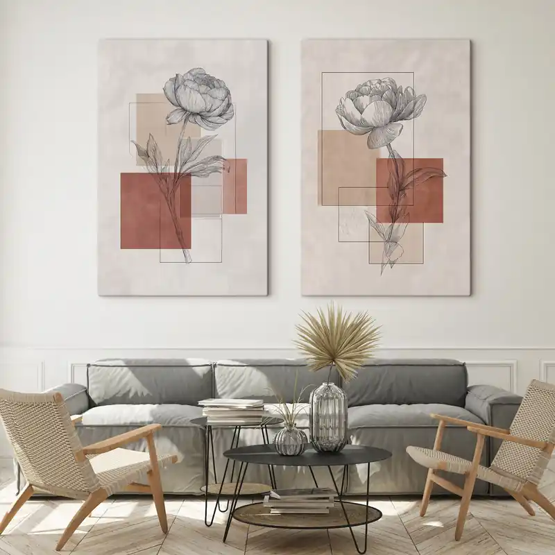 Reduceri Pictură pe pânză Bujor geometric Nr m30706