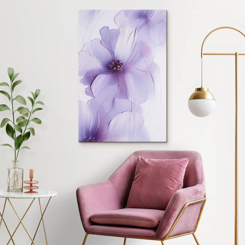 Reducere de preț Pictură pe pânză Flori delicate, cu detalii complexe și un fundal alb cu textură Nr s49762