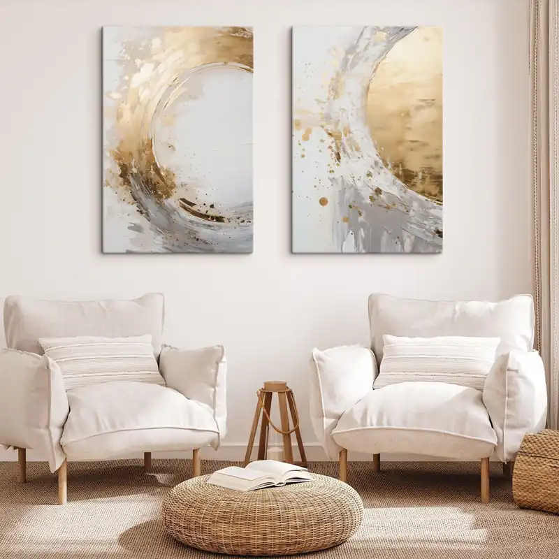 Ieftin Pictură pe pânză Tușe abstracte, care creează o formă circulară, artă modernă cu textură Nr m30690